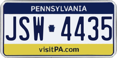PA license plate JSW4435