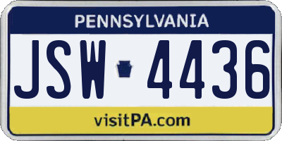PA license plate JSW4436