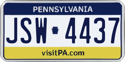PA license plate JSW4437