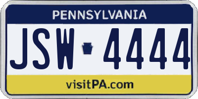 PA license plate JSW4444