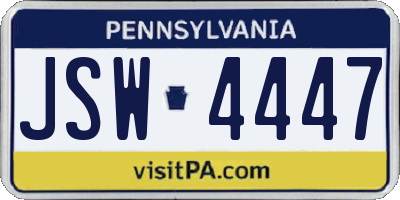 PA license plate JSW4447