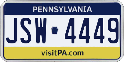 PA license plate JSW4449