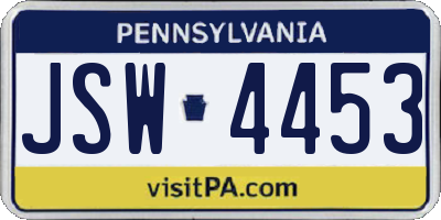 PA license plate JSW4453