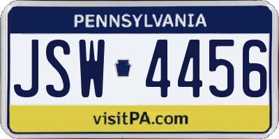 PA license plate JSW4456
