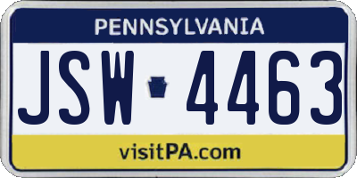 PA license plate JSW4463