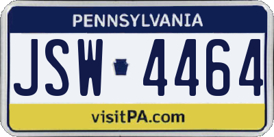 PA license plate JSW4464