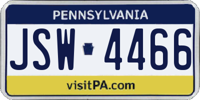 PA license plate JSW4466