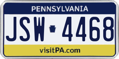 PA license plate JSW4468