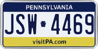 PA license plate JSW4469