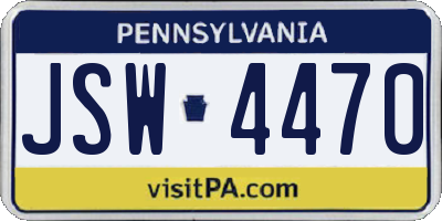 PA license plate JSW4470