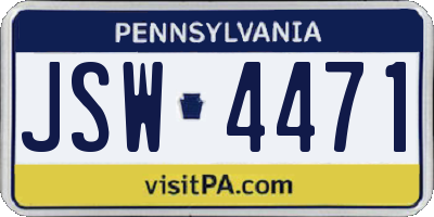 PA license plate JSW4471