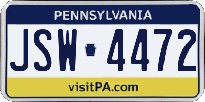 PA license plate JSW4472