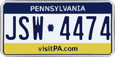 PA license plate JSW4474
