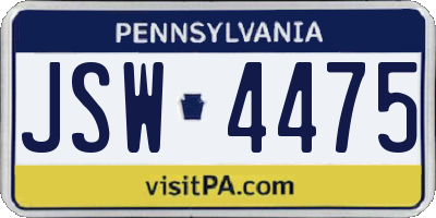 PA license plate JSW4475