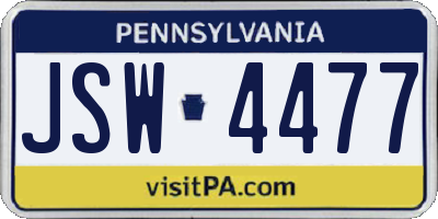 PA license plate JSW4477