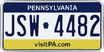PA license plate JSW4482