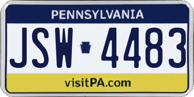 PA license plate JSW4483