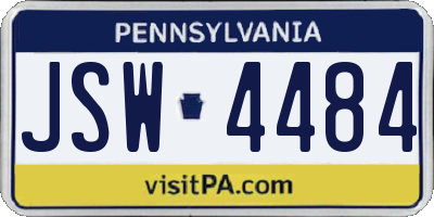 PA license plate JSW4484