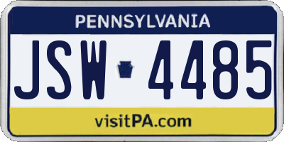 PA license plate JSW4485
