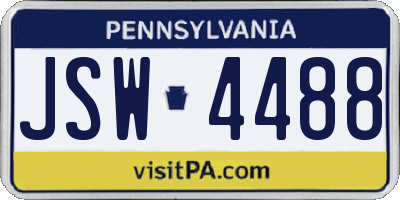 PA license plate JSW4488