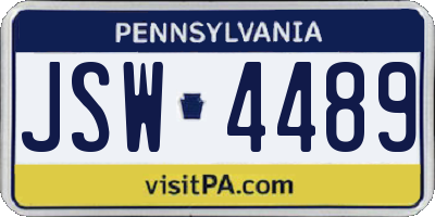 PA license plate JSW4489