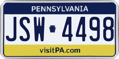 PA license plate JSW4498