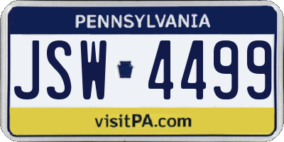 PA license plate JSW4499