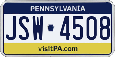 PA license plate JSW4508