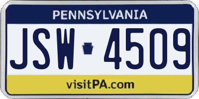 PA license plate JSW4509