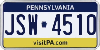 PA license plate JSW4510