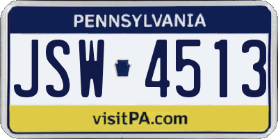 PA license plate JSW4513