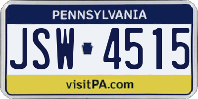 PA license plate JSW4515