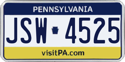 PA license plate JSW4525