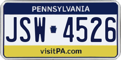 PA license plate JSW4526