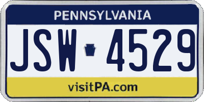 PA license plate JSW4529