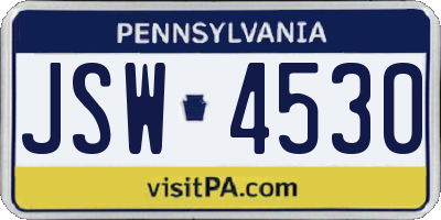 PA license plate JSW4530