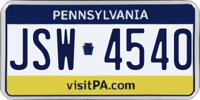 PA license plate JSW4540