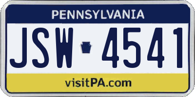 PA license plate JSW4541