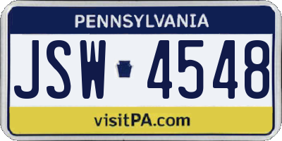 PA license plate JSW4548