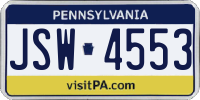 PA license plate JSW4553