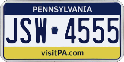 PA license plate JSW4555