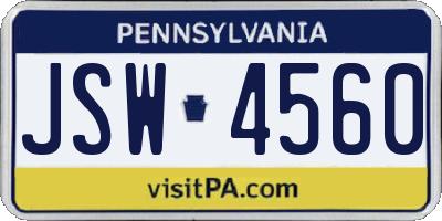 PA license plate JSW4560