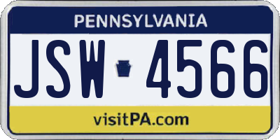 PA license plate JSW4566