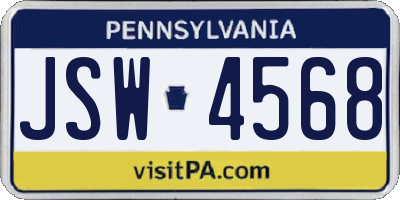 PA license plate JSW4568