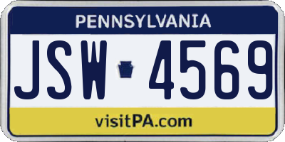 PA license plate JSW4569