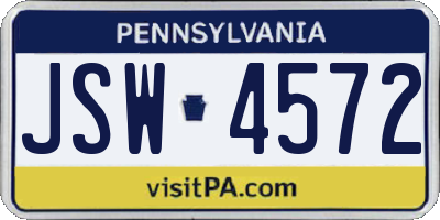 PA license plate JSW4572