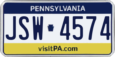 PA license plate JSW4574