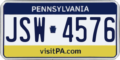 PA license plate JSW4576