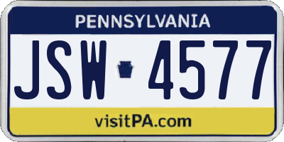 PA license plate JSW4577