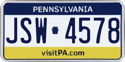 PA license plate JSW4578